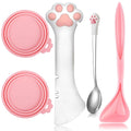 Yaure Joy 5 Pcs Pet Food Can Supplies Set Dog Cat Food Lid Cat Can Opener Cat Spoons for Wet Food (Pink)