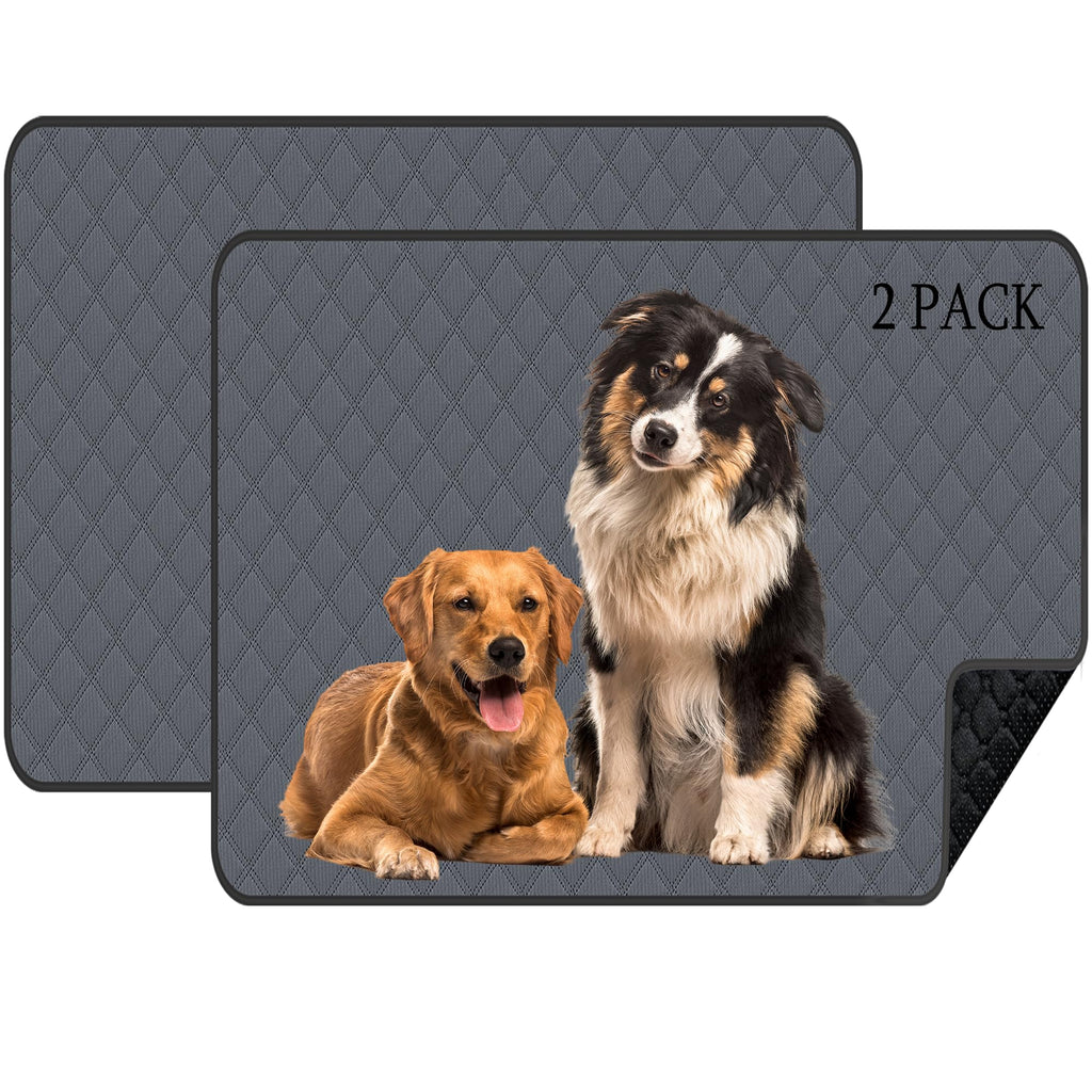 Ambreview 2 Pack Washable Pee Pads for Dog 30x 34 Reusable Puppy Pads Super Absorbent Dog Pee Pads Waterproof Whelping Pads Non-Slip Pet Potty Pads for Floor Playpen Crate