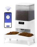 FUKUMARU Automatic Cat Feeder WiFi Automatic Dog Feeder with Freshness Preservation 5L Timed Cat Food Dispenser with Elevated Bowls Up to 10 Meals Per Day Granary Pet Feeder for Cats/Dogs