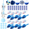 Gemscream 46 Pcs Cat Toys Set Interactive Cute Cat Toys Include Fur Mice Rattle Cat Springs Crinkle Balls Pompom Bell Sisal Ball Puzzle Chase Toys for Kitten Indoor Stuff Gift(Blue)