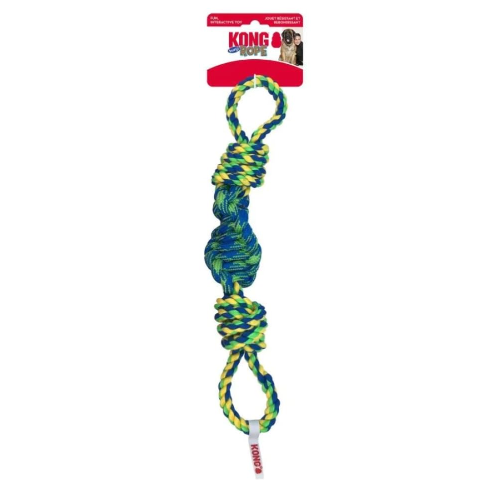KONG Rope Bunji Dog Toy - Assorted Colors - Springy Elastic Knotty Rope with Loops for Interactive Tug (Medium)