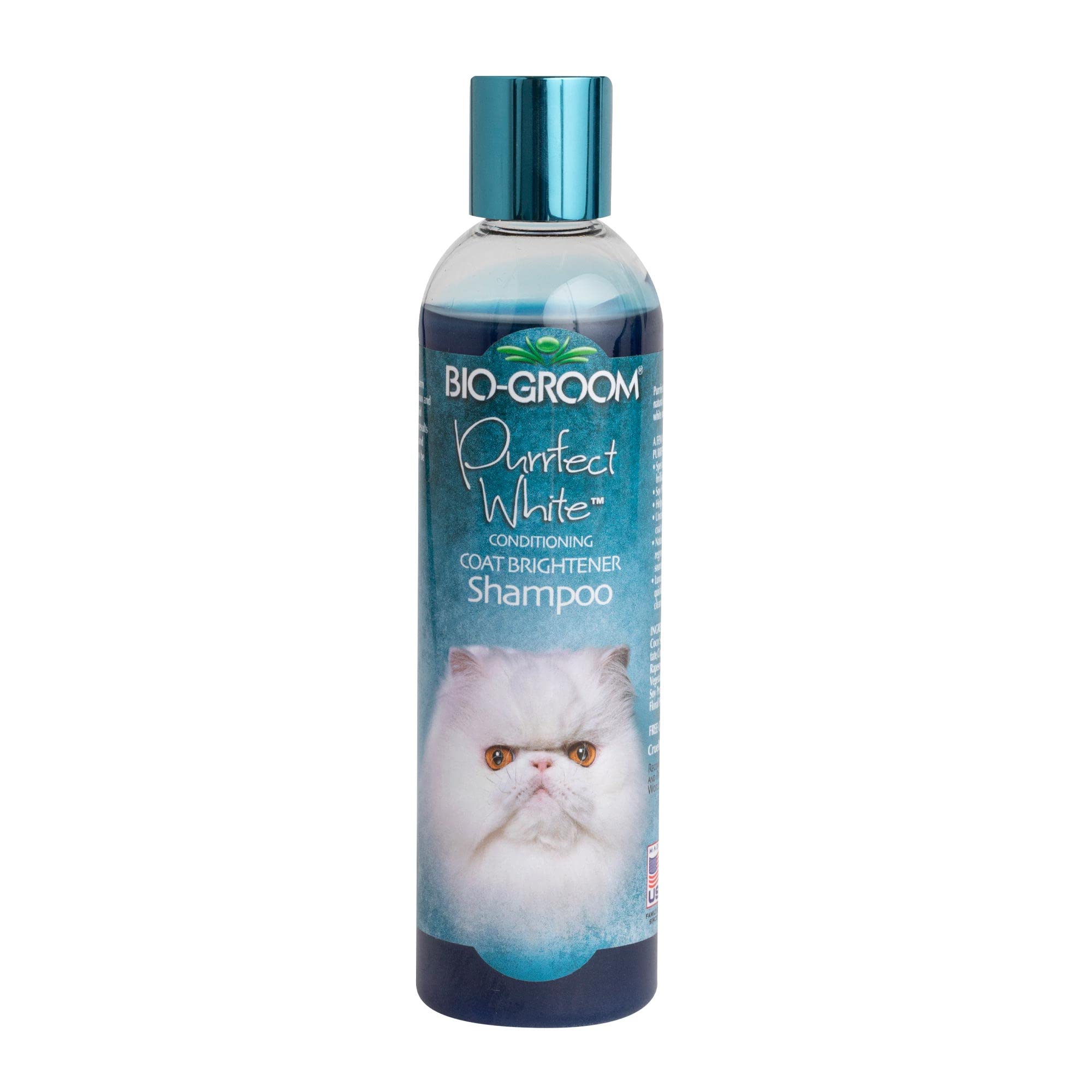 Bio-Groom Purrfect White Cat Shampoo – Color Enhancing Pet Shampoo Cat Bathing Supplies Kitten Wash Cat Grooming Supplies Cruelty-Free Made in USA Coat Brightener Shampoo – 8 fl oz 1-Pack