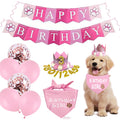 Waghaw Dog Birthday Party SuppliesDog Birthday Hat Dog Birthday Bandana Dog Birthday Gift Dog Birthday Banner Dog Birthday Balloons Dog Birthday Crown(Pink，Small)