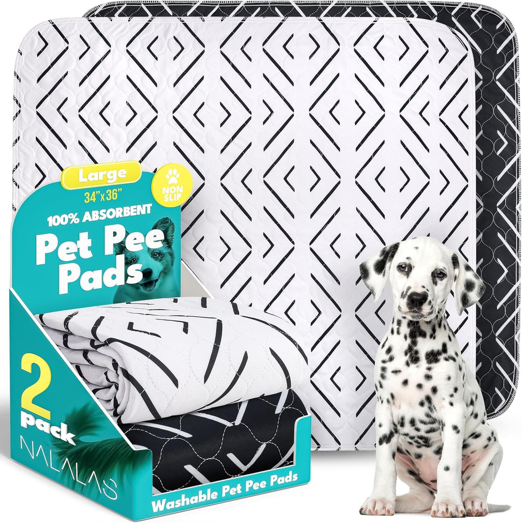 NALALAS Washable Pee Pads for Dogs - Reusable Puppy Pads Waterproof Training Mats Non-Slip Dog Bed Pads 34"x36" Ultra Absorbent Whelping Pads