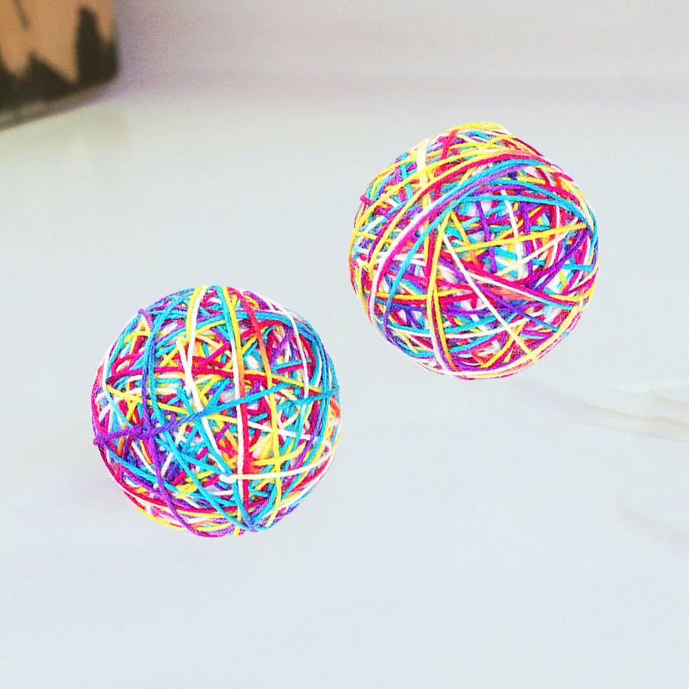 2Pcs Big Cat Ball Toy Multi-Colored Cat Fuzzy Balls & Woolen Yarn Cat Toy BallsSoft Interactive Cat Toys for Indoor Cats Self Playing