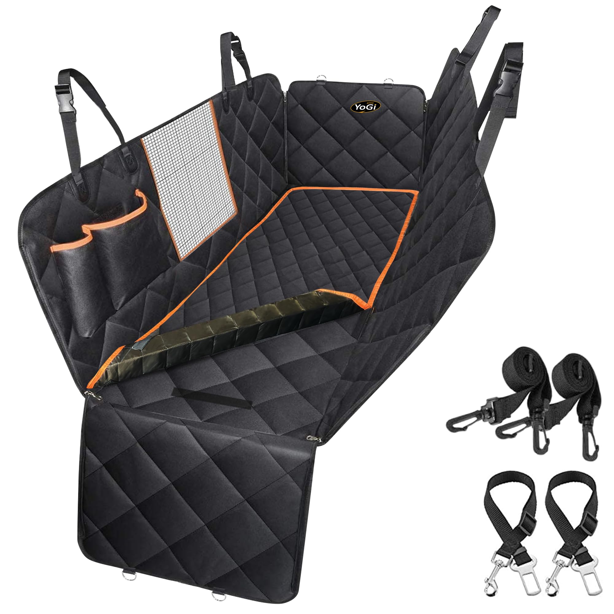 YoGi Prime Dog Car Seat Cover Luxury Dog Car Hammock Style Waterproof Car Seat Covers for Dogs Pet Seat Protectors for Cars SUVs Black-L
