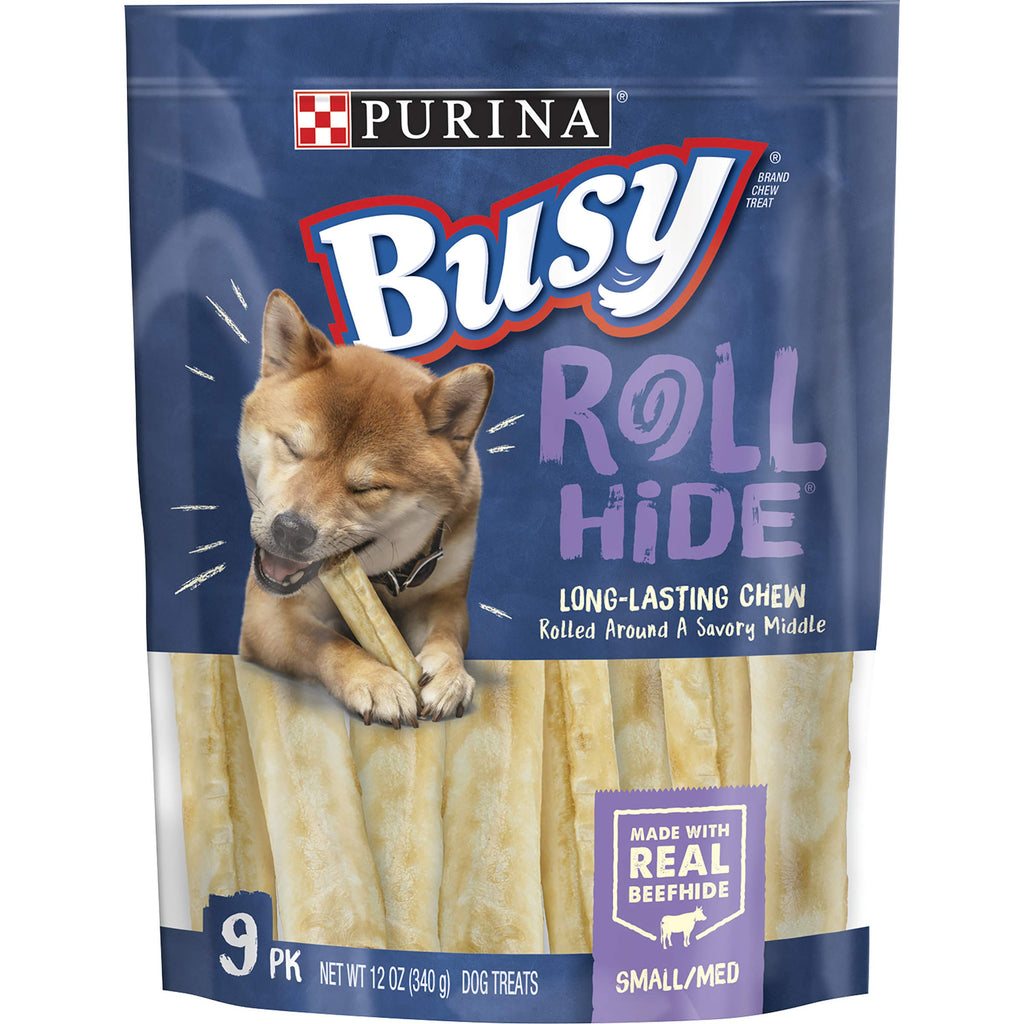 Purina Busy Rawhide Small/Medium Breed Dog Bones Rollhide - 9 ct. Pouch