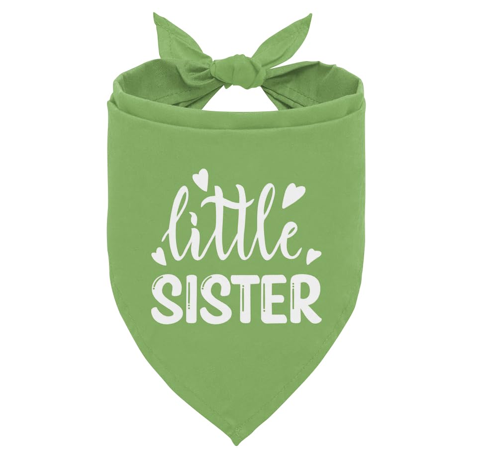 Little Sister Dog Bandana Pet Dog Gender Revealing Triangle Scarf Dog Bandana for Small Medium Large Dog Light Green Dog Bandana Gift for Dog Lover Funny Cute Dog Bandana (A70)